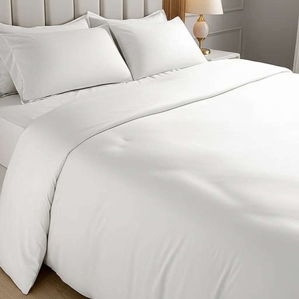White Bed Sheet, Bamboo - Cool Bamboo King & Queen Full Bed Sheet Size