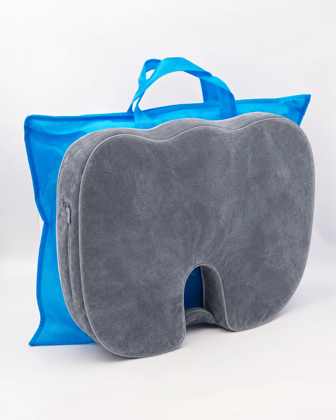 Bamboo memory foam seat cushion in solid gray, breathable hypoallergenic cover #color_Solid Gray