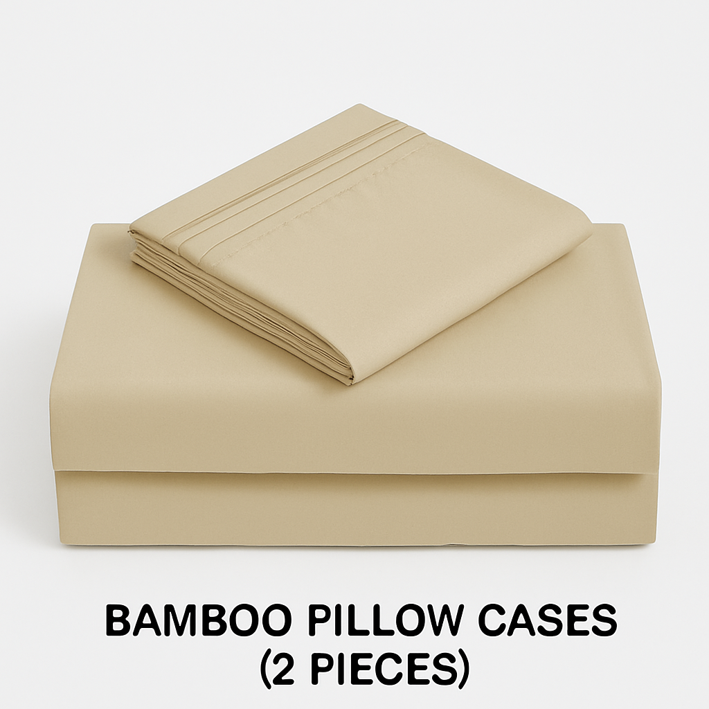 Beige Bamboo Pillow Cases Sets - Soft & Wrinkle-Free Pillowcase for Bamboo
