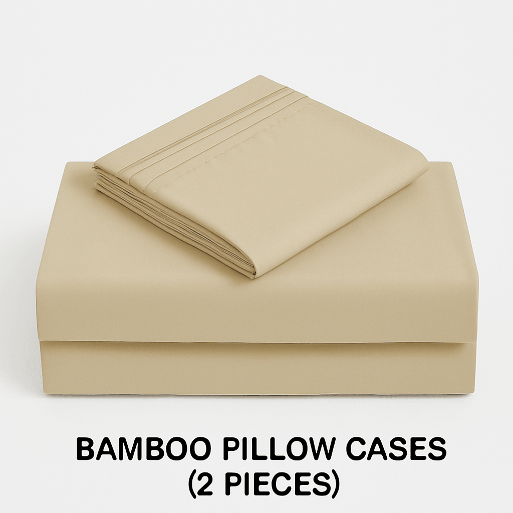 Beige Bamboo Pillow Cases Sets - Soft & Wrinkle-Free Pillowcase for Bamboo