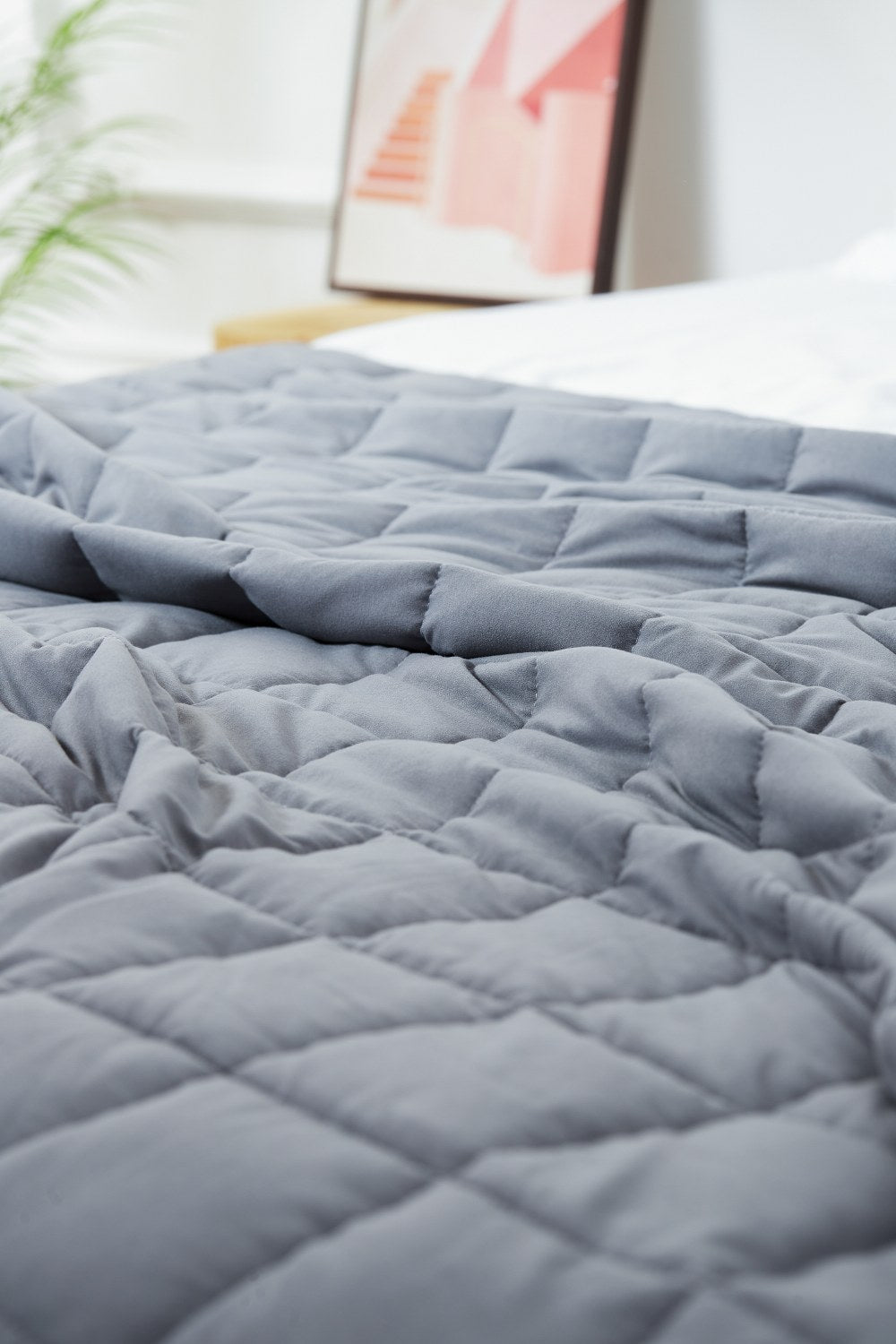Close-up of the gray Cool Bamboo weighted blanket