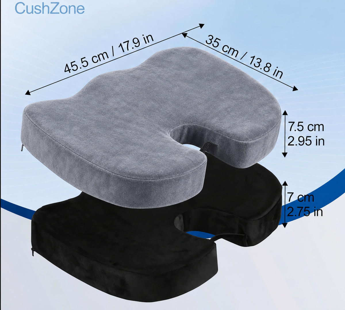 Seat cushion size 45.5 x 35 x 7.5 cm, solid gray #color_Solid Gray