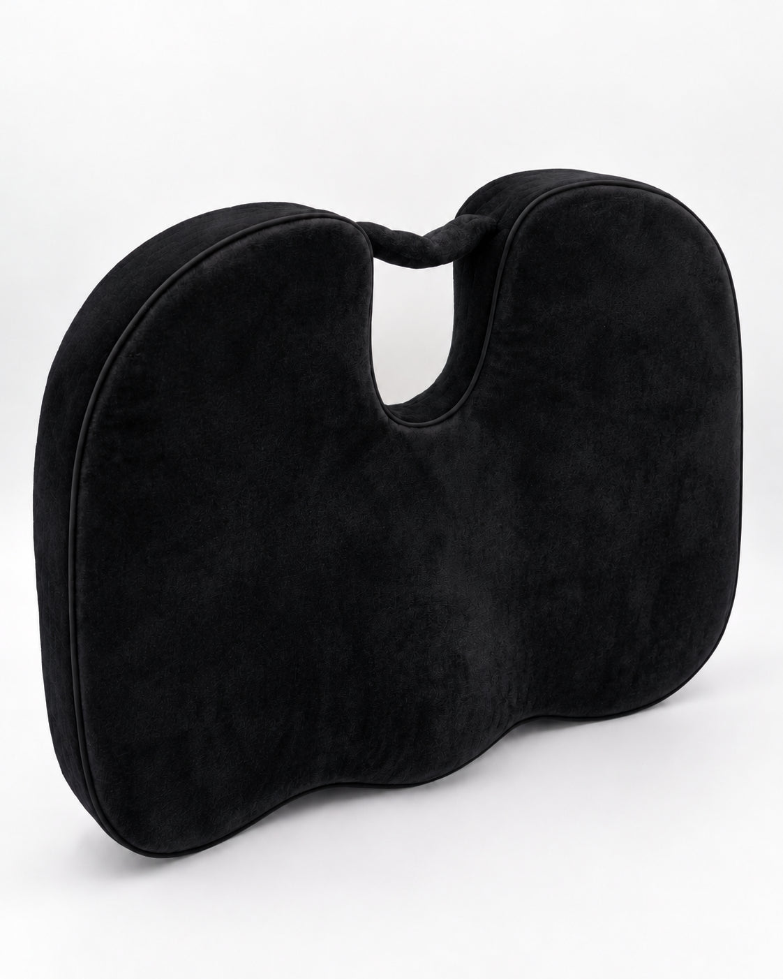 Ergonomic bamboo chair cushion in solid black, supportive comfort #color_Solid Black