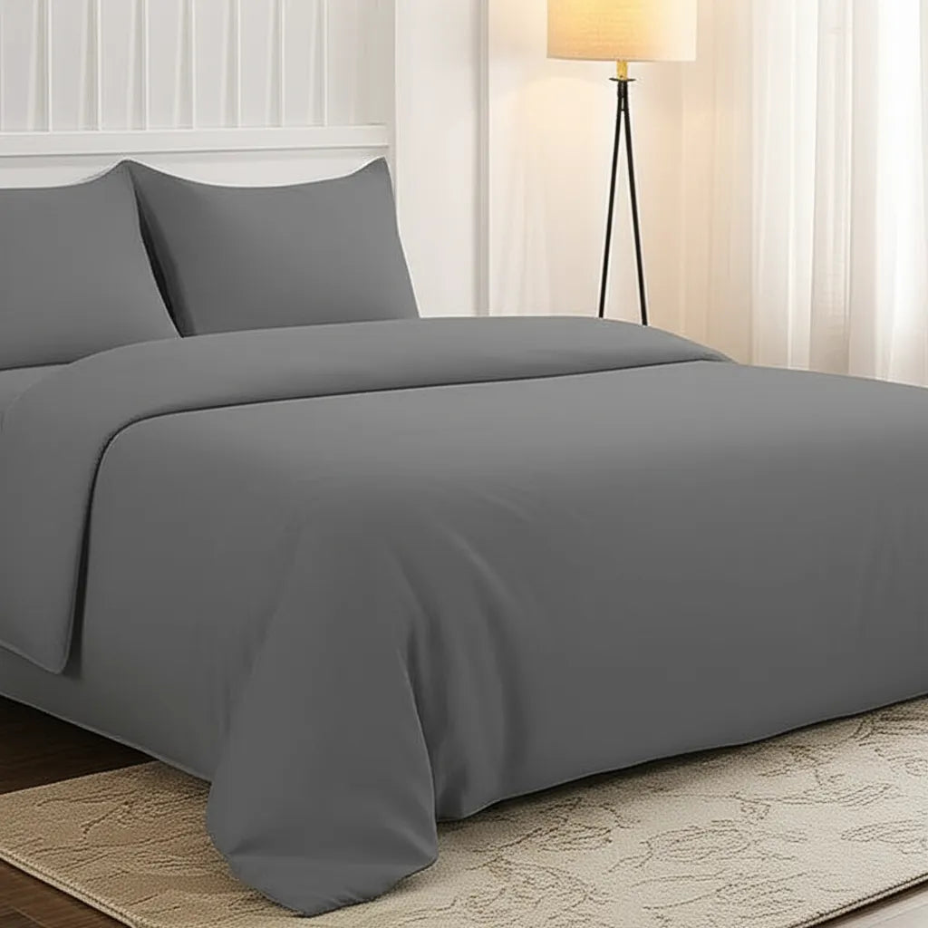 Gray Bed Sheets, Bamboo - Cool Bamboo King & Queen Best Fabric for Bed Sheets