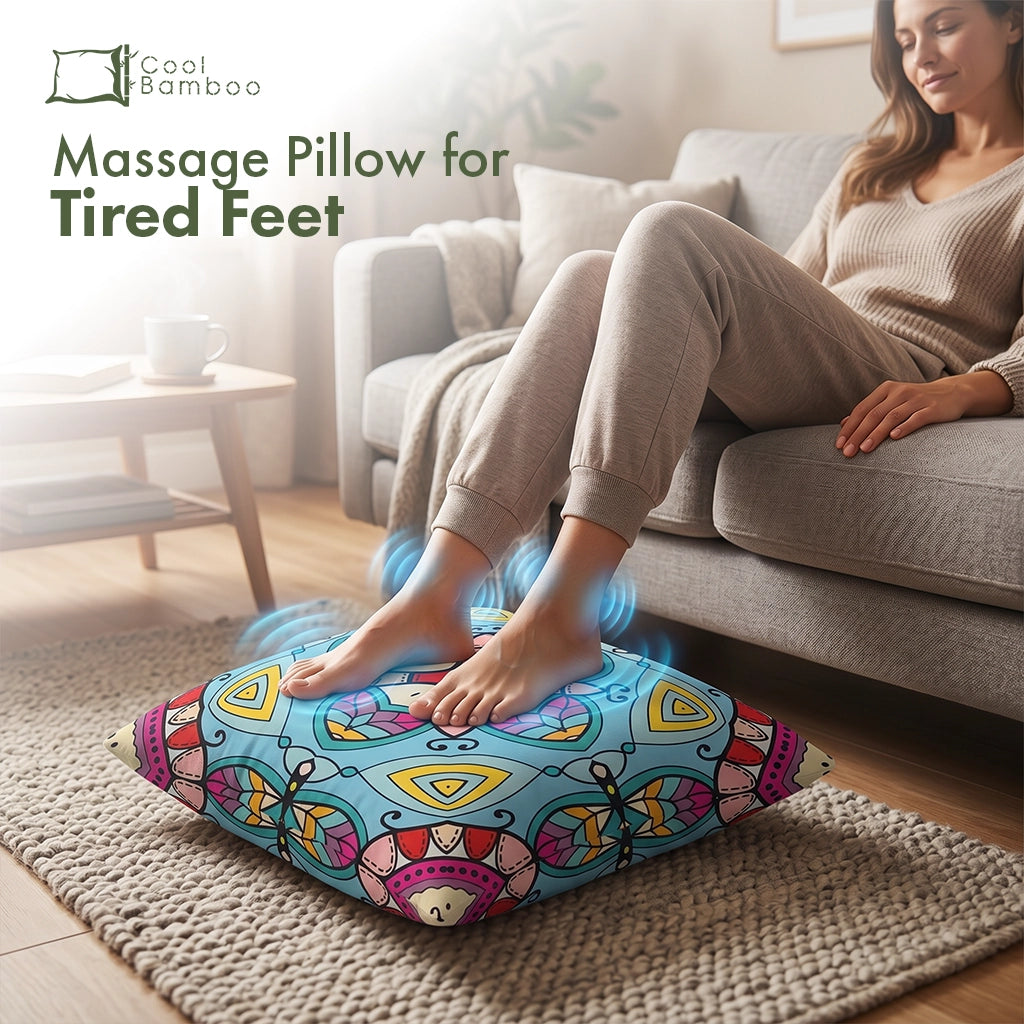 Massage Pillow with Vibration| Bamboo Fabric: USB & Battery Powered