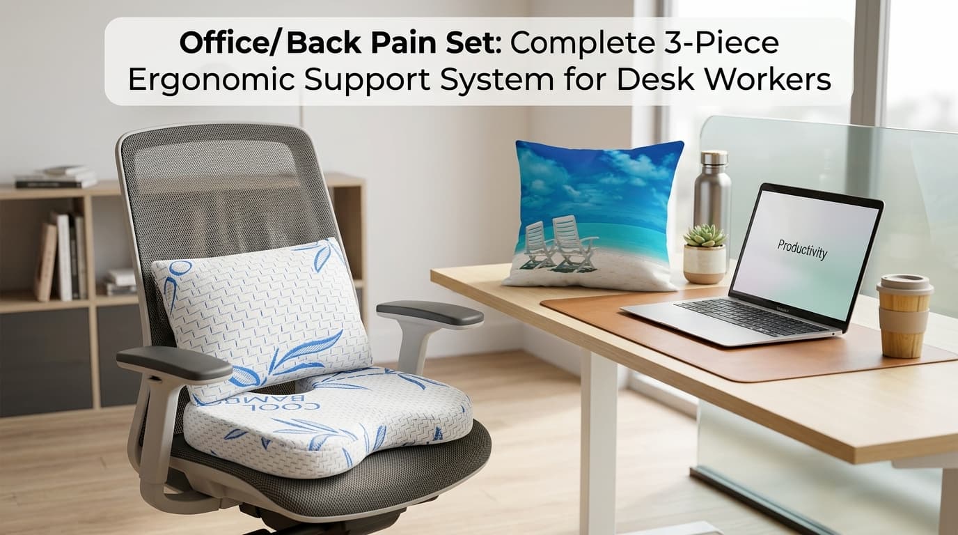 Office / Back Pain Set: Complete 3-Piece Ergonomic Support System for Desk Workers