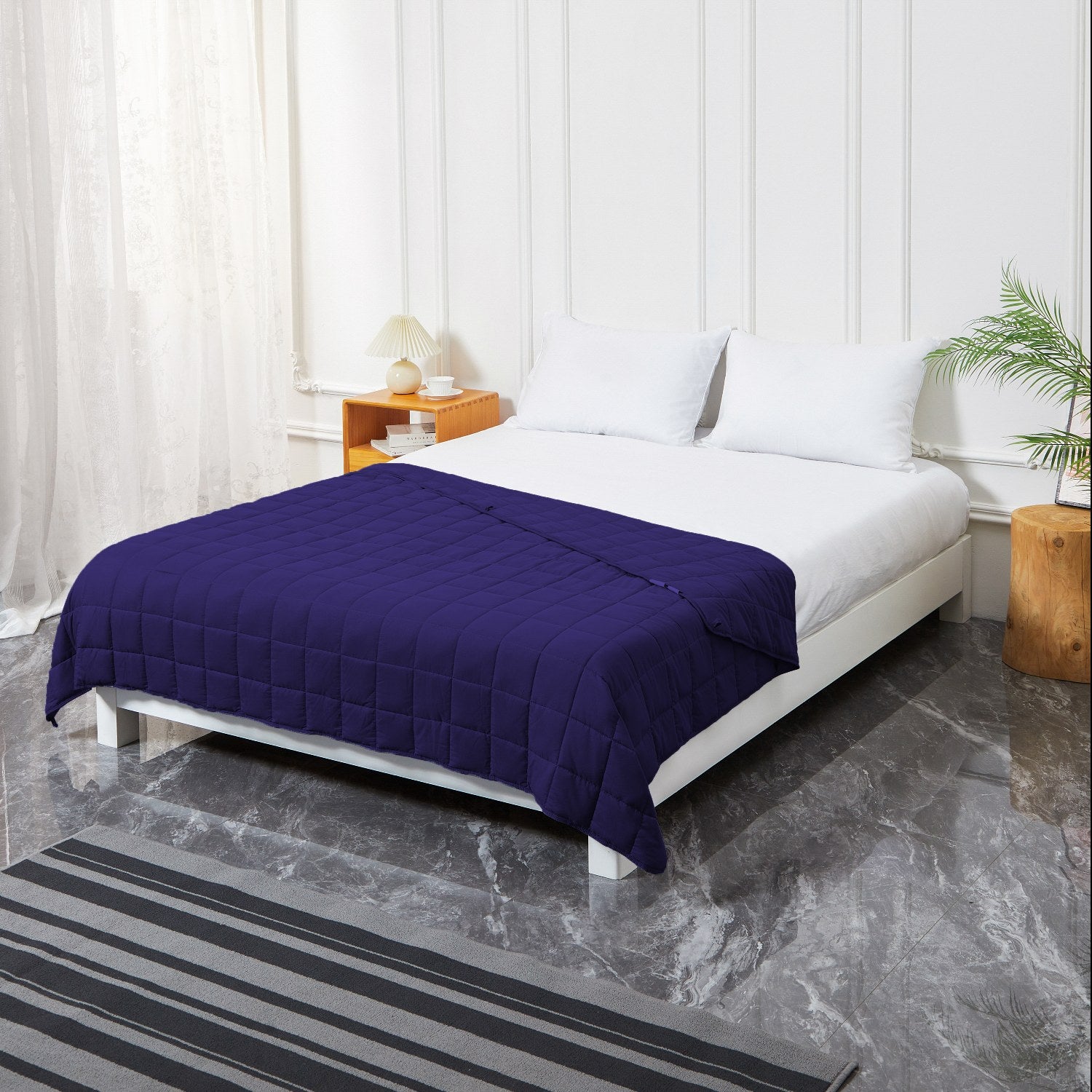 queen-size-weighted-blanket-navy-blue-breathable-fabric-even-weight-distribution-coolbamboostore