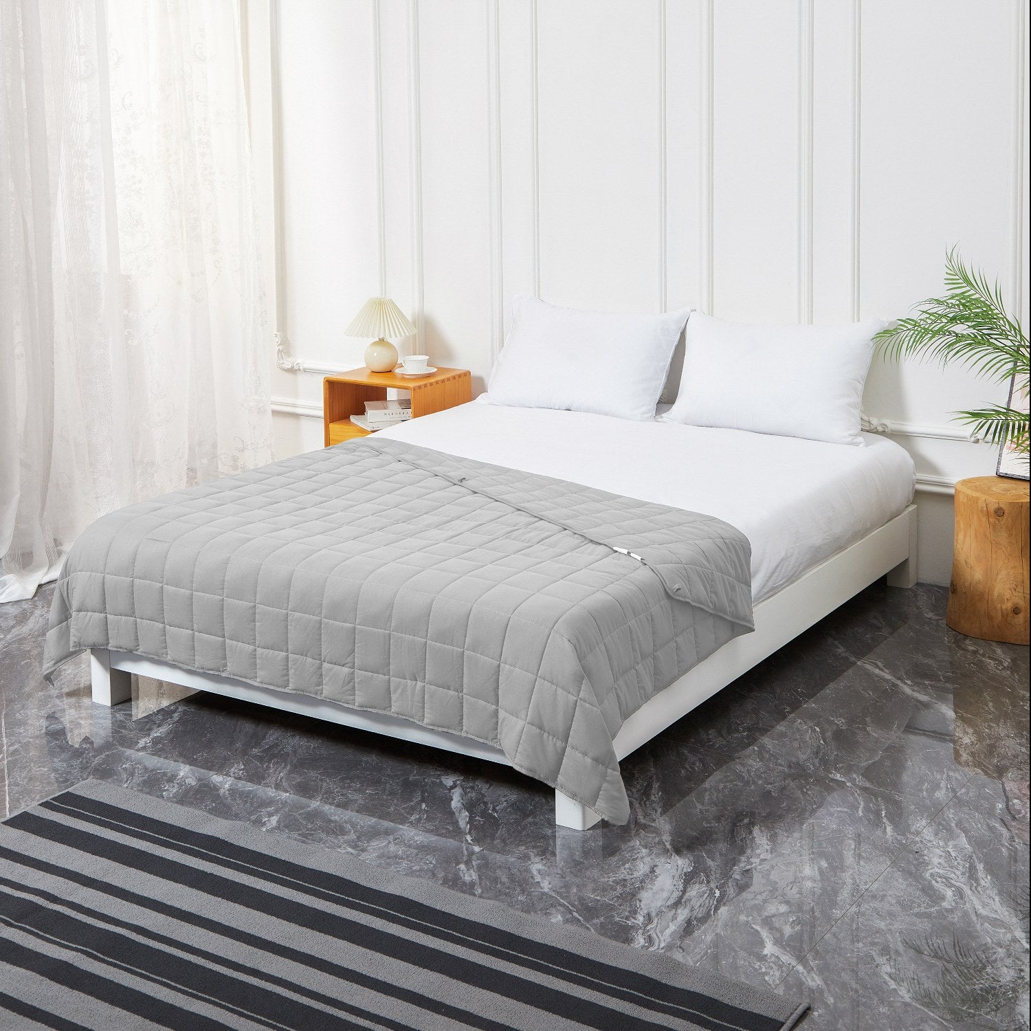 Queen Size Weighted Comforter Cool Bamboo Silver Heaviest Blanket for  Quality Sleep