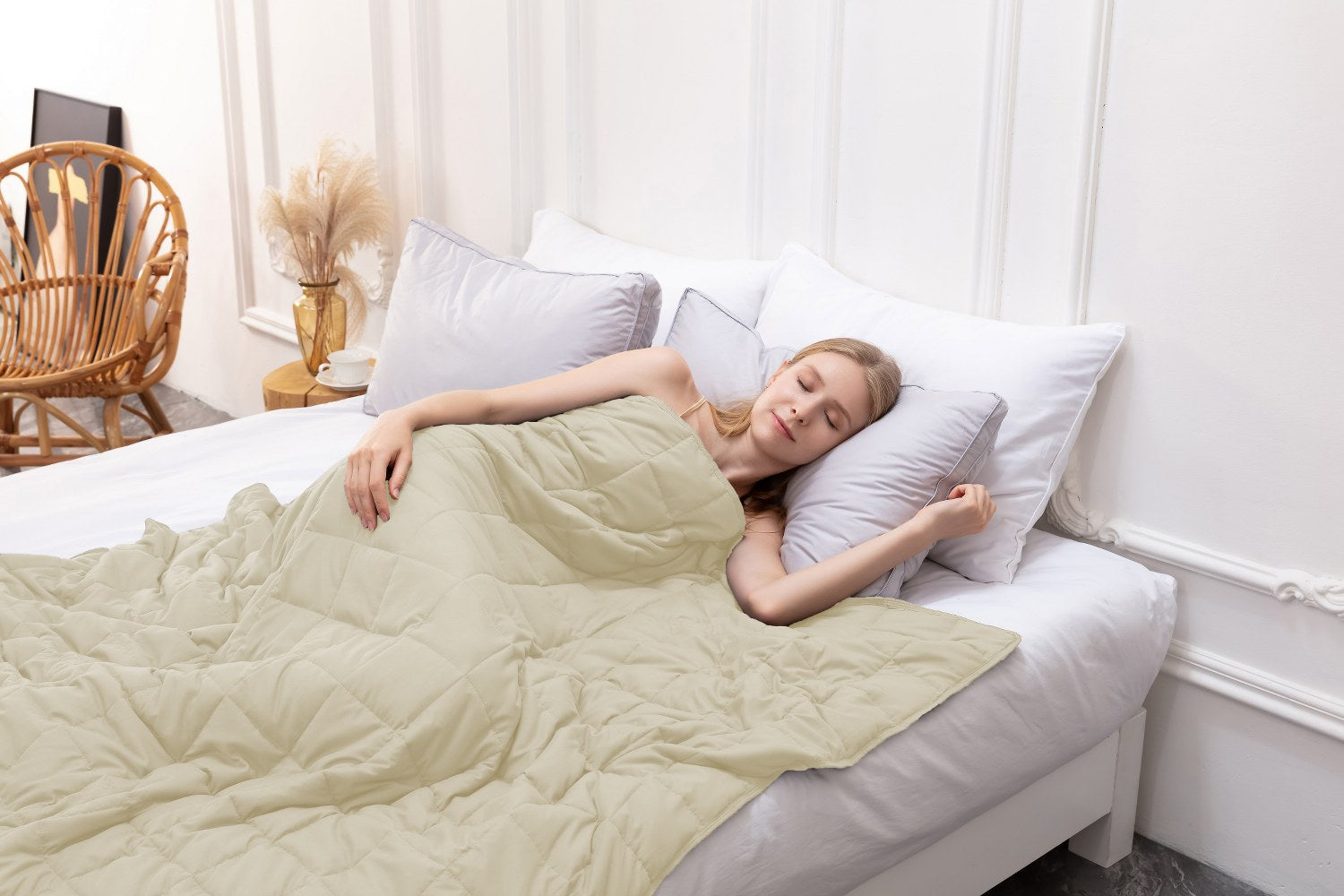 weighted-blanket-king-size-beige-soft-breathable-all-season-comfort-coolbamboostore
