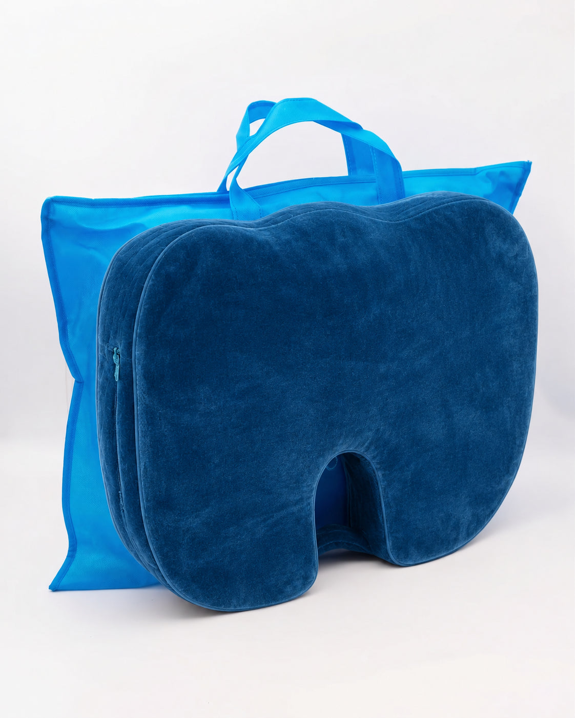 Bamboo memory foam seat cushion in cobalt blue, breathable hypoallergenic cover #color_Cobalt Blue