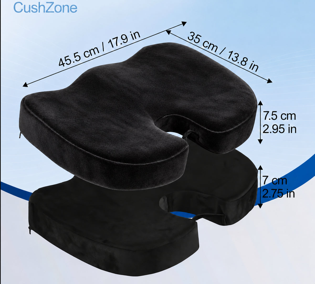 Seat cushion size 45.5 x 35 x 7.5 cm, solid black #color_Solid Black