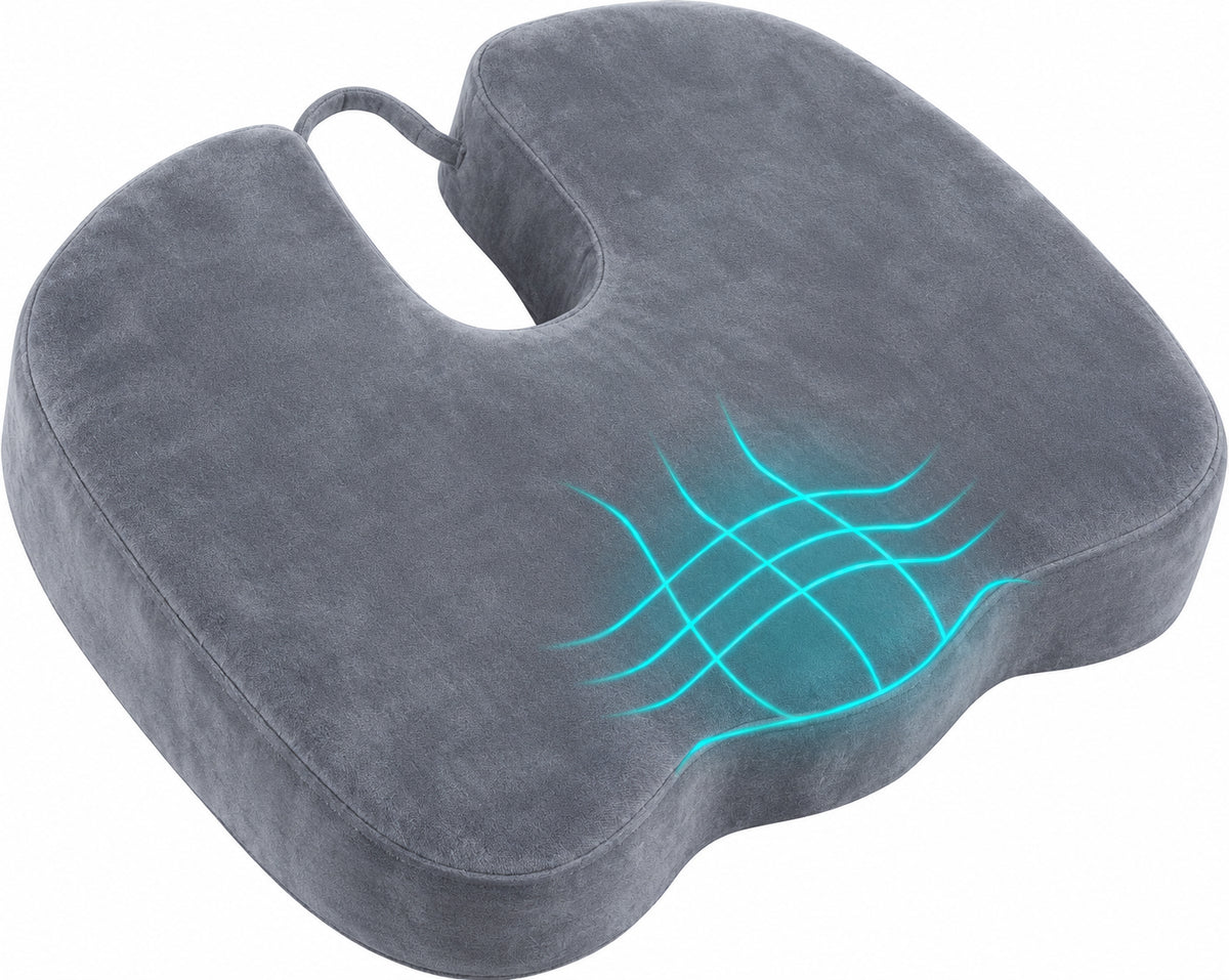 Pressure relief memory foam seat cushion in solid gray #color_Solid Gray