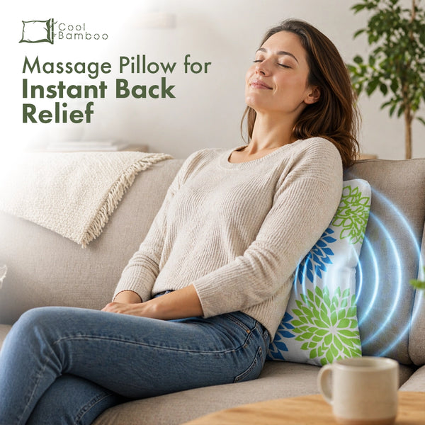 Massage Pillow with Vibration| Bamboo Fabric: USB & Battery Powered