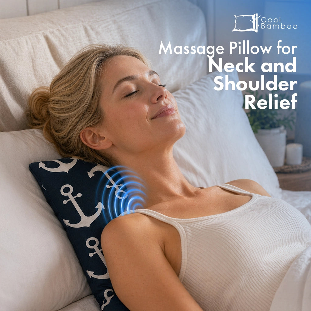 Massage Pillow with Vibration| Bamboo Fabric: USB & Battery Powered