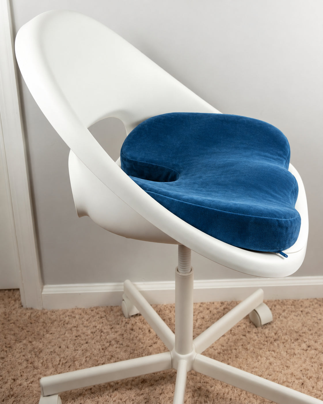 Cooling bamboo seat cushion in cobalt blue on a chair #color_Cobalt Blue