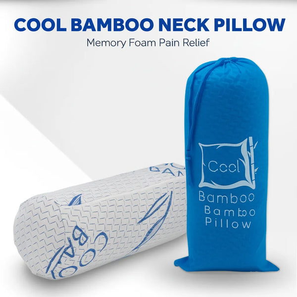 Bamboo Cylinder Pillow - Cool Bamboo Pain Relief Neck Pillow with Memory Foam
